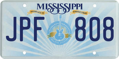 MS license plate JPF808