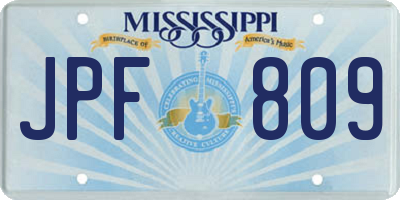 MS license plate JPF809