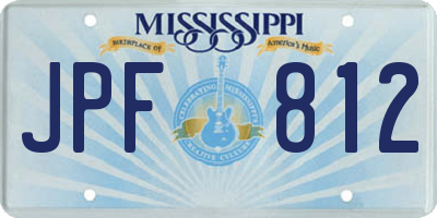 MS license plate JPF812