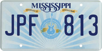 MS license plate JPF813