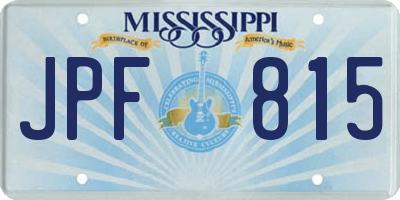MS license plate JPF815
