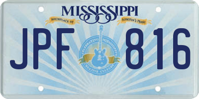 MS license plate JPF816