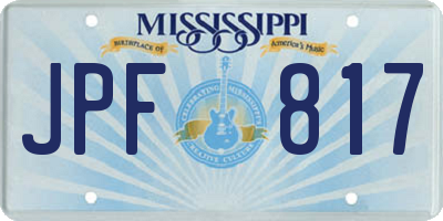 MS license plate JPF817