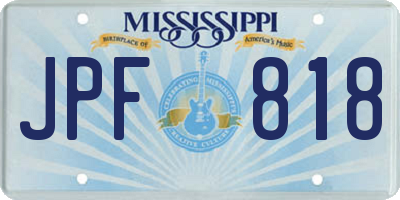 MS license plate JPF818