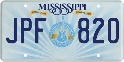 MS license plate JPF820