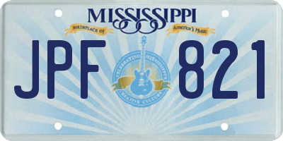 MS license plate JPF821