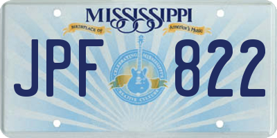 MS license plate JPF822