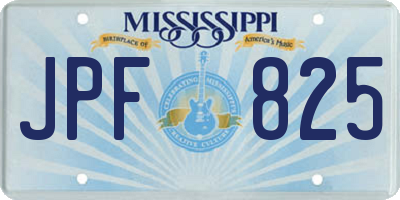 MS license plate JPF825