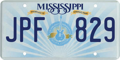 MS license plate JPF829