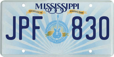 MS license plate JPF830
