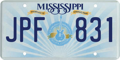 MS license plate JPF831