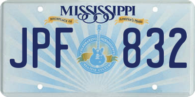 MS license plate JPF832