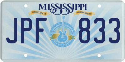 MS license plate JPF833