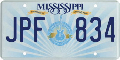 MS license plate JPF834