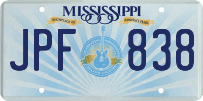 MS license plate JPF838