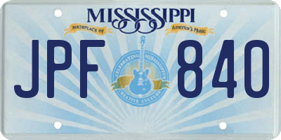 MS license plate JPF840
