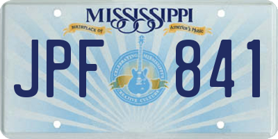 MS license plate JPF841