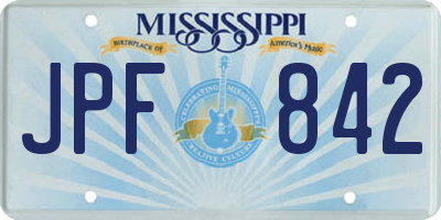 MS license plate JPF842