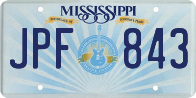 MS license plate JPF843