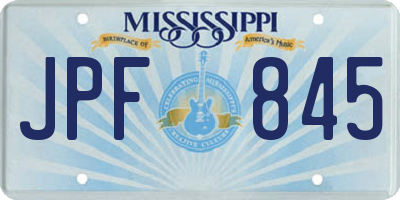 MS license plate JPF845