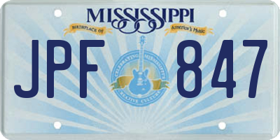 MS license plate JPF847