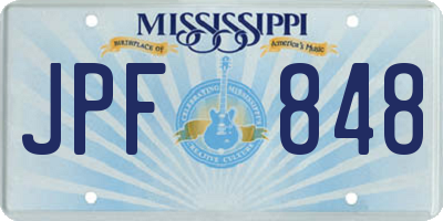 MS license plate JPF848
