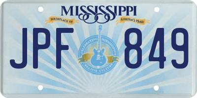 MS license plate JPF849