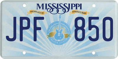 MS license plate JPF850