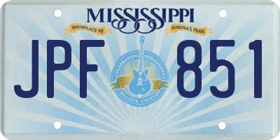 MS license plate JPF851