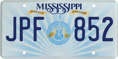 MS license plate JPF852