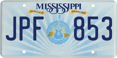 MS license plate JPF853