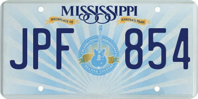 MS license plate JPF854