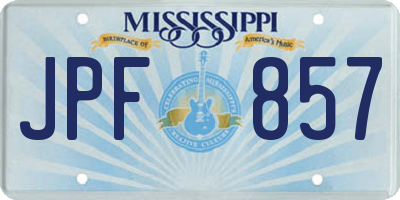 MS license plate JPF857