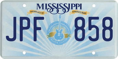 MS license plate JPF858