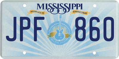 MS license plate JPF860