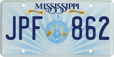 MS license plate JPF862