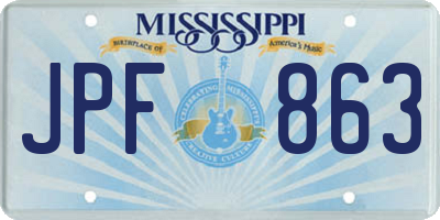 MS license plate JPF863
