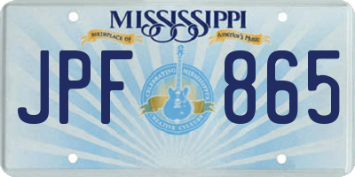 MS license plate JPF865