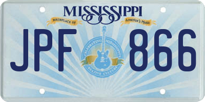 MS license plate JPF866