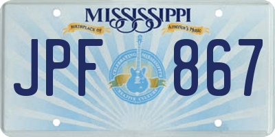 MS license plate JPF867
