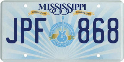 MS license plate JPF868