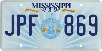 MS license plate JPF869