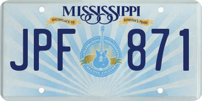 MS license plate JPF871