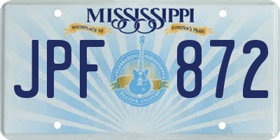 MS license plate JPF872