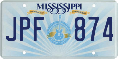 MS license plate JPF874