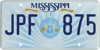 MS license plate JPF875
