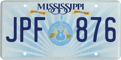 MS license plate JPF876