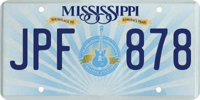 MS license plate JPF878