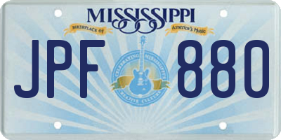 MS license plate JPF880
