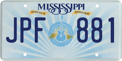 MS license plate JPF881